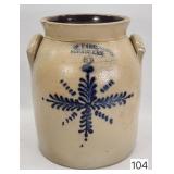 C. Hart Cobalt Snowflake 2 Gallon Salt Glaze Jar