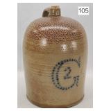 Early Stylized Cobalt 2 Salt Glaze Jug