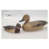 Pair of Carved Duck Decoys - 10.5' & 7'