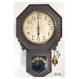 New Haven Fancy Oak Regulator Wall Clock