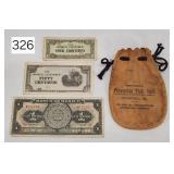Early Leather Pecatonica State Bank Coin Pouch