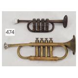 Pair of Childs Brass Cornets