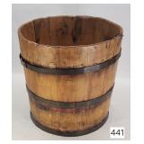 Early Wooden Stave Bucket 11' w/ iron straps
