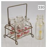 'Pure Milk' Mini Cream Bottle Set w/ Wire Carrier