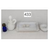 Milk Glass Childs Pitcher, Bowl & Tray