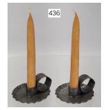 Pair of Childs Tin Finger Candle Holders