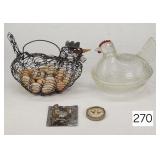 Primitive Wire Hen Mini Egg Basket & Others