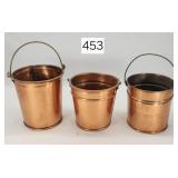 Lot of (3) Primitive Copper Pails