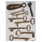 Large Brass & Copper Trunk & Door Keys - Lot of 7
