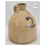 Early Stylized 2 Gallon Salt Glaze Jug w/ Pour LIp