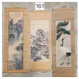 Japanese Reed Scroll Art - Lot of 3