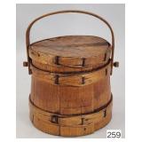 Early Bent Wood Stave Firkin w/ Lid - 4.5'