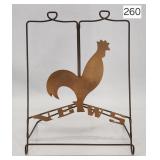 Brass on Copper Rooster 'News' Wire Stand - 11'