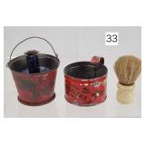Primitve Tin Childs Pail, Cup & Candle Holder