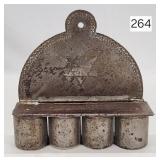 Tin Embossed Four Place Wall Spice Container