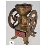 Early Cast Childs Two Wheel Coffee Mill