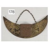 Tin Embossed Crescent Wall Match Safe - 5.5'