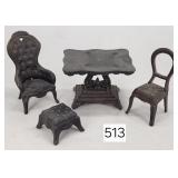 Victorian Cast Doll House Parlour Set