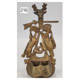 Wild Game Hunter Cast Brass Double Wall Match Safe