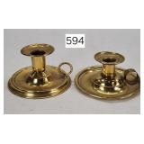 Pair of Early Brass Finger Candle Holders