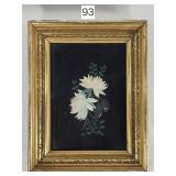 Floral Scene on Tin Framed Art Work - 14.5' x 19'