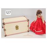 1960s Hard Plastic 11'  Doll in Wardrobe Trunk