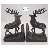 Elk Stag Cast Iron & Brass Book Ends - 8.5' tall