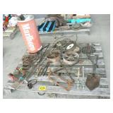 PALLET WITH METAL WHEELS, CAMPING SHOVEL, PALLET WITH METAL WHEELS, CAMPING SHOVEL,
