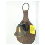 BELL ON LEATHER WALL HANGER