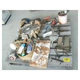 PALLET WITH DRYWALL TOOLS, PAINT SPRAYER, AIR PALLET WITH DRYWALL TOOLS, PAINT SPRAYER, AIR