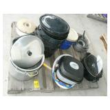 PALLET WITH SLOW COOKERS, GRANITEWARE, POTS AND