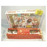 VINTAGE SANTA AND REINDEER MANTEL DÉCOR IN BOX,