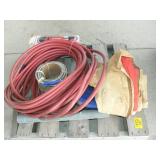 PALLET WITH AIR PUMP, WATER HOSE, NEW ARMOR HOSE