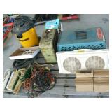 PALLET WITH WINDOW FAN, PET TAXI, BOX FAN, SHOP