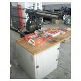 CRAFTSMAN RADIAL ARM SAW ON WOOD CABINET WITH NEW CRAFTSMAN RADIAL ARM SAW ON WOOD CABINET WITH NEW