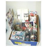 BOX OF SPORTS COLLECTIBLES: NASCAR, BASEBALL,