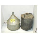 KEROSENE CAN, GALVANIZED FUNNEL