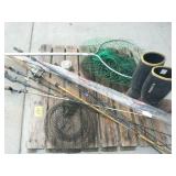 PALLET WITH FISHING RODS, REELS, NETS (PALLET NOT