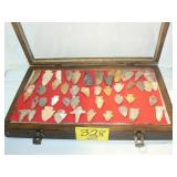DISPLAY CASE WITH ARROWHEADS DISPLAY CASE WITH ARROWHEADS