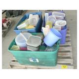 PALLET WITH 3 LARGE TOTES OF PLASTICWARE (PALLET