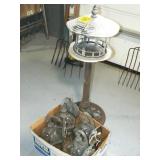 MAKESHIFT BIRD FEEDER? ON CAST IRON BASE, BOX OF MAKESHIFT BIRD FEEDER? ON CAST IRON BASE, BOX OF