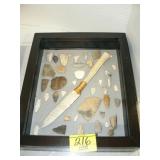 DISPLAY BOX WITH PRIMITIVE ARTIFACTS AND