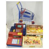 TOY CASHREGISTERS AND GROCERY CART, SUPERMARKET