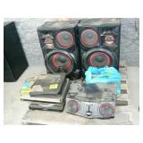 PALLET WITH LG STEREO SYSTEM WITH LARGE SPEAKERS, PALLET WITH LG STEREO SYSTEM WITH LARGE SPEAKERS,