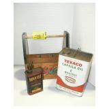 TEXACO OIL CAN, NOK-R-UST OIL CAN, HAND PAINTED TEXACO OIL CAN, NOK-R-UST OIL CAN, HAND PAINTED