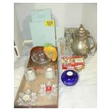 PARTYLITE, METAL COFFEE POT, CANDLES, CRYSTAL PARTYLITE, METAL COFFEE POT, CANDLES, CRYSTAL