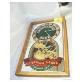 MOOSEHEAD CANADIAN LAGER BEER CLOCK MIRROR MOOSEHEAD CANADIAN LAGER BEER CLOCK MIRROR