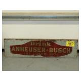 ANHEUSER BUSCH PARTIAL METAL SIGN MOUNTED ON WOOD ANHEUSER BUSCH PARTIAL METAL SIGN MOUNTED ON WOOD