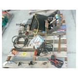PALLET WITH ELECTRIC GRINDER, DRILL BITS, STANLEY PALLET WITH ELECTRIC GRINDER, DRILL BITS, STANLEY