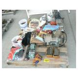 PALLET WITH ELECTRIC SANDER, BENCH GRINDER,